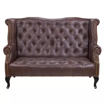 Диван из натуральной кожи на 4-х деревянных ножках из массива бука Thomas Seating brown