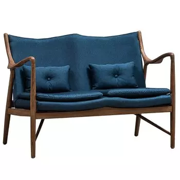 Диван Makeshift Loveseat Sofa blue linen