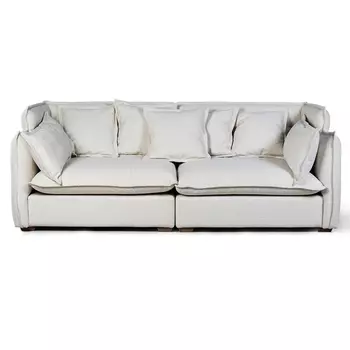 Диван с обивкой из ткани букле Salman Boucle White Sofa Белый