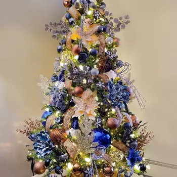 Дизайнерская Ель Синие Цветы Christmas tree Blue flowers