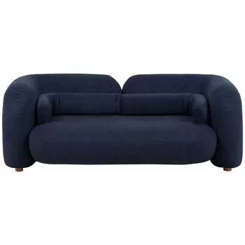 Дизайнерский двухместный диван с мягкими спинкой и подлокотниками синий Madelaine Sofa Blue