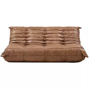 Дизайнерский кожаный диван коричневый без подлокотников Aveline Leather Sofa