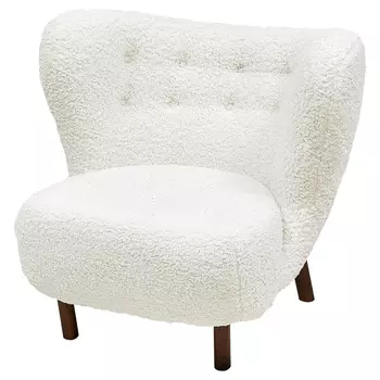 Дизайнерское кресло Boucle Neve White Armchair с обивкой букле и ножками из массива ясеня