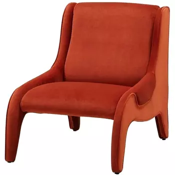 Дизайнерское кресло оранжевое в мягкой велюровой обивке Granger Armchair Orange