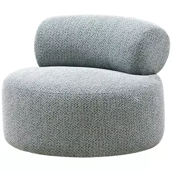 Дизайнерское круглое мягкое кресло в голубой пестрой обивке Roux Round Armchair