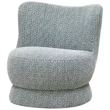 Дизайнерское мягкое кресло без подлокотников в голубой пестрой обивке Roux Armchair