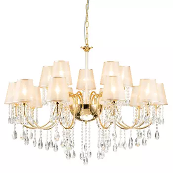 Двухъярусная люстра золотого цвета с хрустальным декором Dainty Light