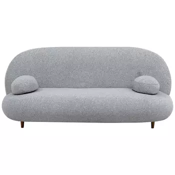 Двухместный диван с мягкой обивкой из ткани серый на деревянных ножках Michael Sofa Grey