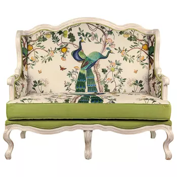 Двухместный диван с зелеными павлинами Emperor's Bird
