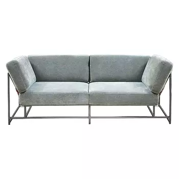 Двухместный диван Two Seat Sofa серо-голубой велюр