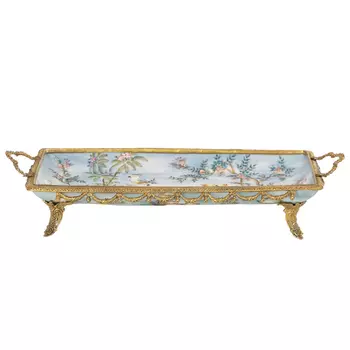 Фарфоровый поднос с бронзовыми элементами Blue Garden