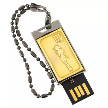 Флеш-карта брелок USB 2.0 на 32 гб с гравировкой символа знака зодиака Дева в подарочной коробке Metal Flash Drive