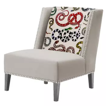 FUN Armchair Snakes Beige Дизайнерское кресло с цветным принтом