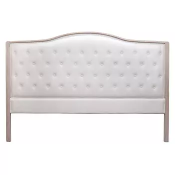 Изголовье кровати бежевое с мягкой обивкой из рогожки и льна Agatha Headboard