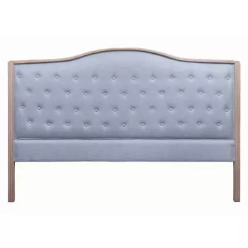 Изголовье кровати серое с мягкой обивкой из рогожки Agatha Headboard