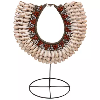 Этническое ожерелье из ракушек и бус Aboriginal Ethnic Necklace Beige Red