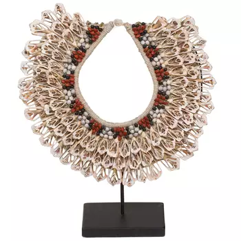 Этническое ожерелье из ракушек на подставке Ethnic Necklace Lacy Shells Beige