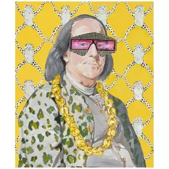 Картина Benjamin Franklin with Donkey Chain, Frog Wallpaper, and Cheetah Jacket