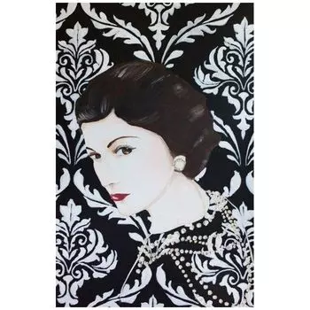 Картина “Coco Chanel with Damask Wallpaper”