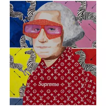 Картина George Washington in Supreme with Scalamandré Zebra Background