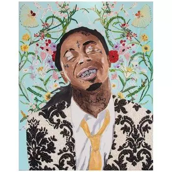 Картина "Lil Wayne with Floral Background and Damask Suit ”