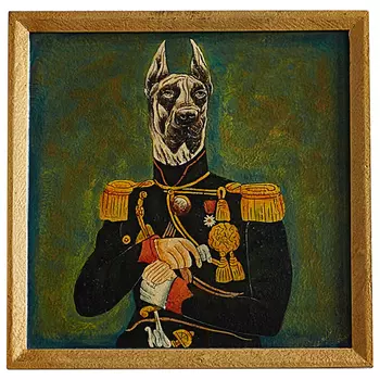 Картина в квадратной раме Chinoiserie Great Dane Dog Portrait