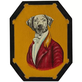 Картина в раме Chinoiserie Grey Dog Yellow Portrait