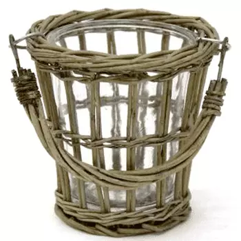 Кашпо стеклянное в плетёной корзине Timber