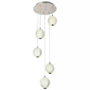 Каскадная люстра с 5-ю плафонами из акрила в виде шара Felice Chandelier Chrome