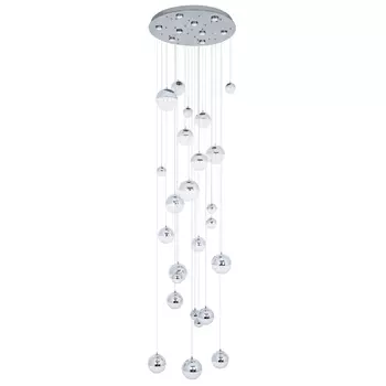 Каскадная люстра с плафонами в виде хрустальных сфер Esme Sphere Crystal Chrome Cascade Chandelier 25