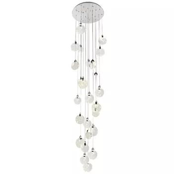 Каскадная люстра с плафонами в виде круглых пластин из хрусталя Esme Round Plates Chrome Chandelier 25