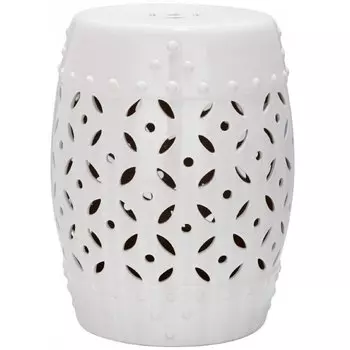 Керамический табурет Coin Lattice Garden Stool - White