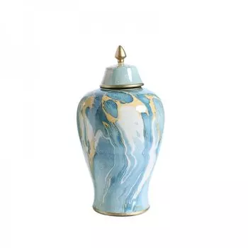 Китайская чайная ваза с крышкой Marine Marble Small