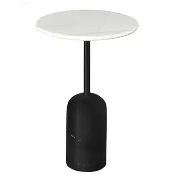 Кофейный столик с белой мраморной столешницей на черном основании Tall Coffee Black and White Table
