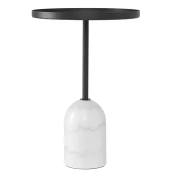 Кофейный столик с круглой чёрной столешницей и мраморным основанием Exquisite Practicality