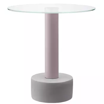 Кофейный столик с круглой прозрачной столешницей на розовом основании Round Table