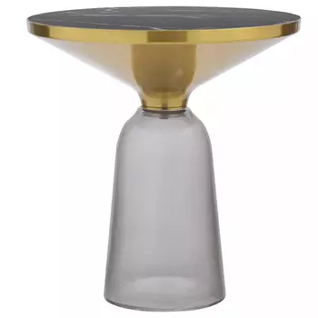 Кофейный столик с круглой стеклянной столешницей с мраморным узором Round Gray Table with Pattern