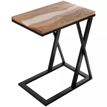 Кофейный столик со столешницей карагач и эпоксидной смолы Trina Coffee Table