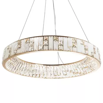 Кольцевая люстра с декором из мрамора и хрусталя Dione Ring Marble Crystal Chandelier