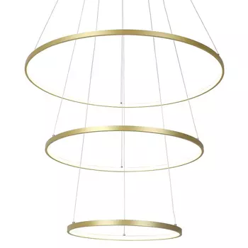 Кольцевая люстра золотого цвета из трех колец