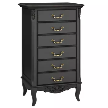 Комод черный из массива бука с 6-ю ящиками в стиле прованс Black Provence