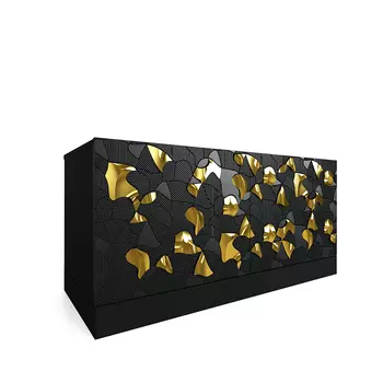 Комод малый инкрустированный золотым орнаментом Wooden Petals Gold