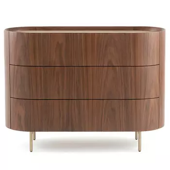 Комод округлой формы с тремя ящиками Walnut and Leather