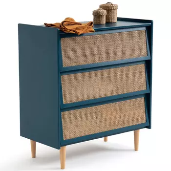 Комод с 3-мя ящиками из ротанга Blais Deep Blue Wicker Furniture