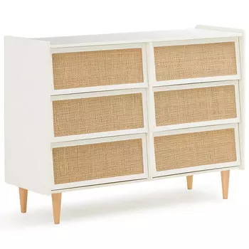 Комод с 6-ю ящиками из плетеного ротанга Remi Cream Wicker Furniture