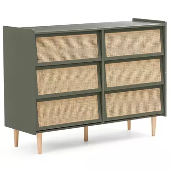 Комод с 6-ю ящиками из плетеного ротанга Remi Green Wicker Furniture
