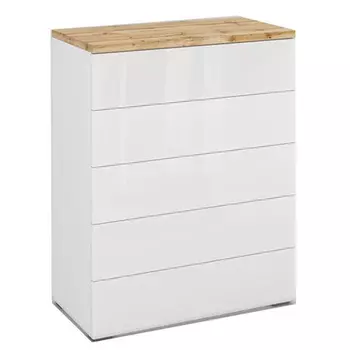 Комод с белым глянцевым фасадом с 5-ю ящиками Grace of Furniture
