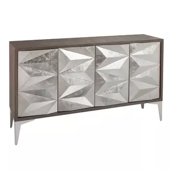 Комод с геометрическим рельефным фасадом Mirrored Doors Серебристый
