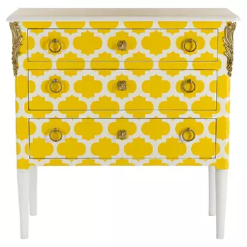 Комод с орнаментом четырехлистник L.XV CHEST OF DRAWERS Garland Желтый