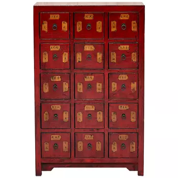 Комод в китайском стиле с маленькими выдвижными ящиками Red Chest of Drawers Red